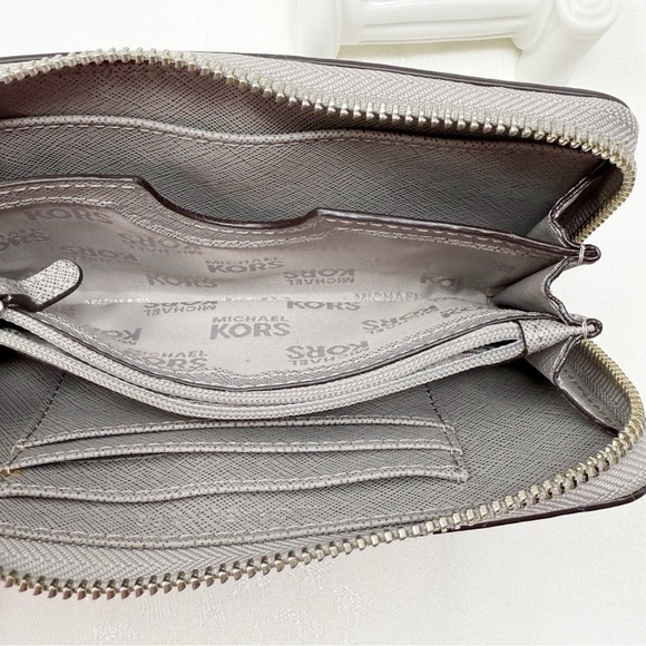 Michael Kors Gray Leather Zip-Around Wallet - Picture 8 of 11